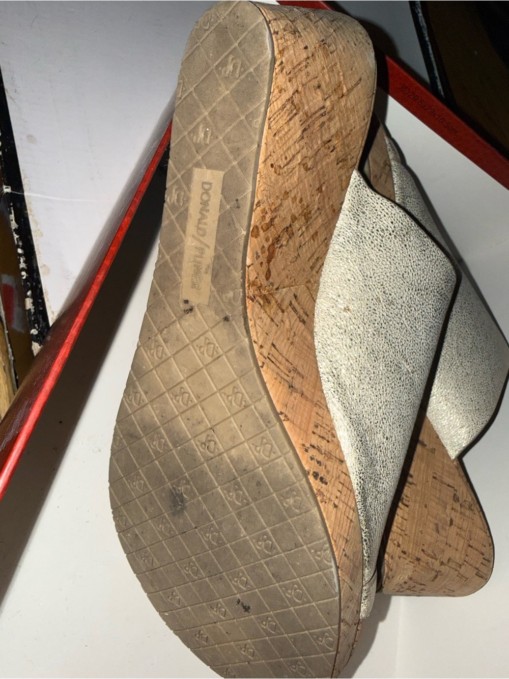 Donald J. Pliner Metallic Cream Cork Wedge Slide Sandals - Picture 2 of 2